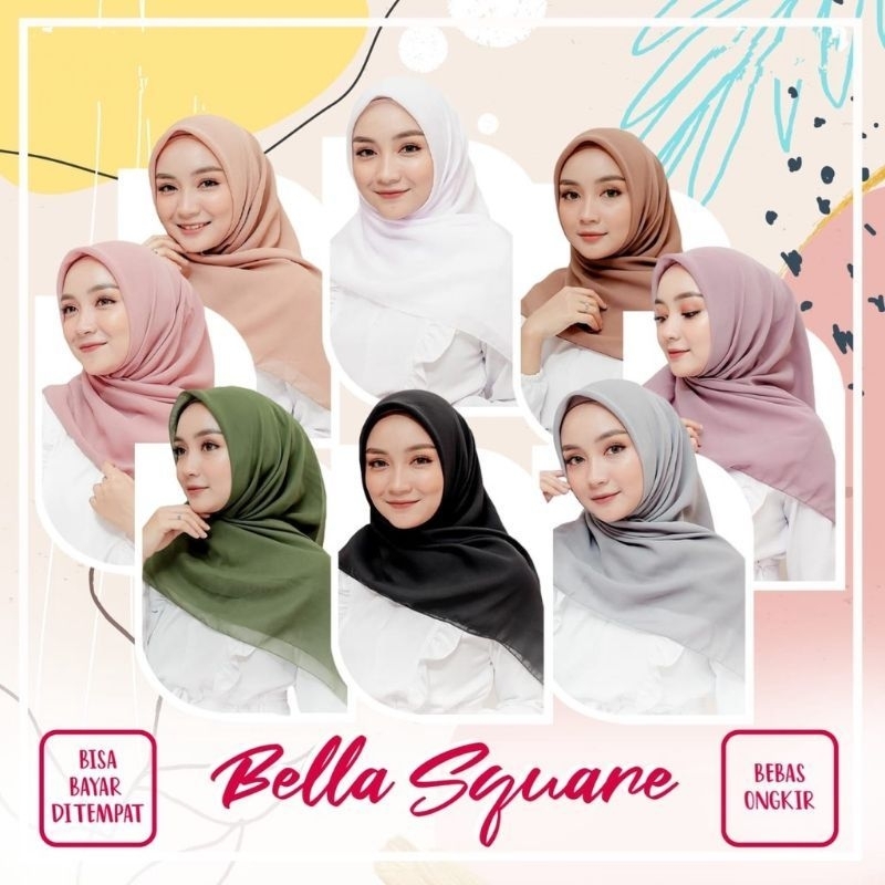 bella square palembang / hijab jilbab segi4 / jilbab polos