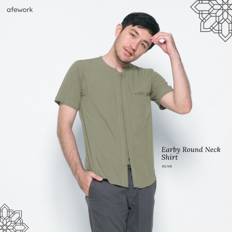 Earby Round Neck Shirt Afework / Baju Koko Afework