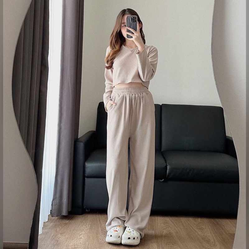 lookatmeofficial - Winny One Set - Setelan Wanita Bahan Knit Lengan Panjang