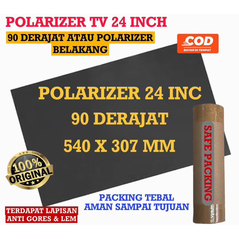 Polarizer Lcd 24 inch 90 derajat Polaris Tv Lcd 24 inc bagian belakang 540x307mm