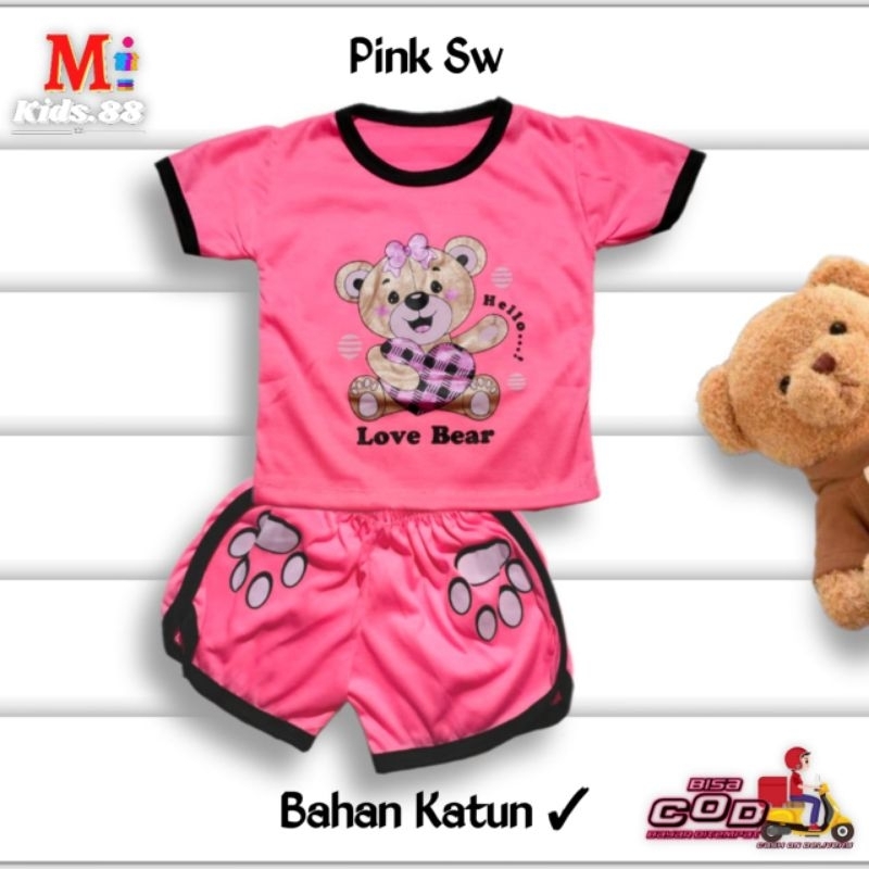 Setelan Playset Cupa Cup Baju Anak LOVE BEAR/Set Anak Balita/Setelan Anak Unisex Buat Usia 0-4 tahun