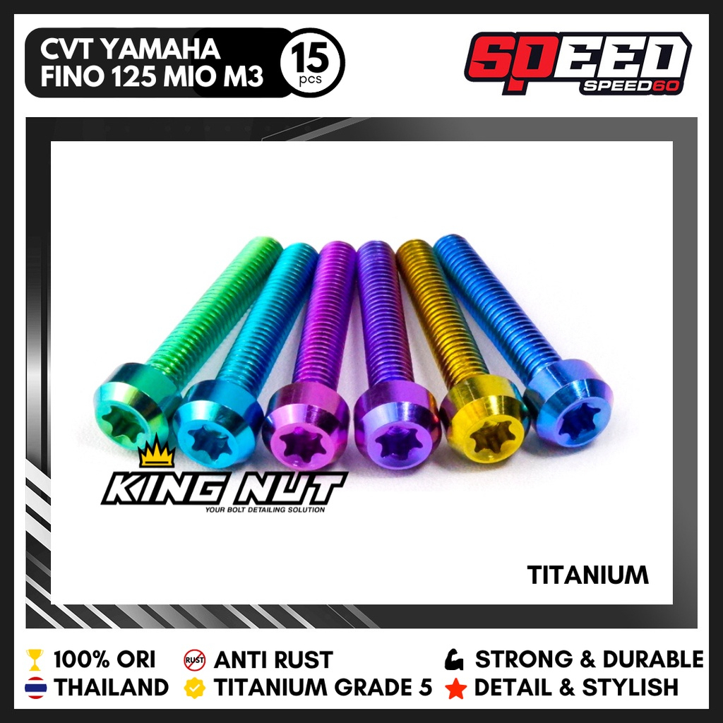 Baut CVT Yamaha Fino 125 Mio M3 Baut Titanium Grade 5 Thailand King Nut