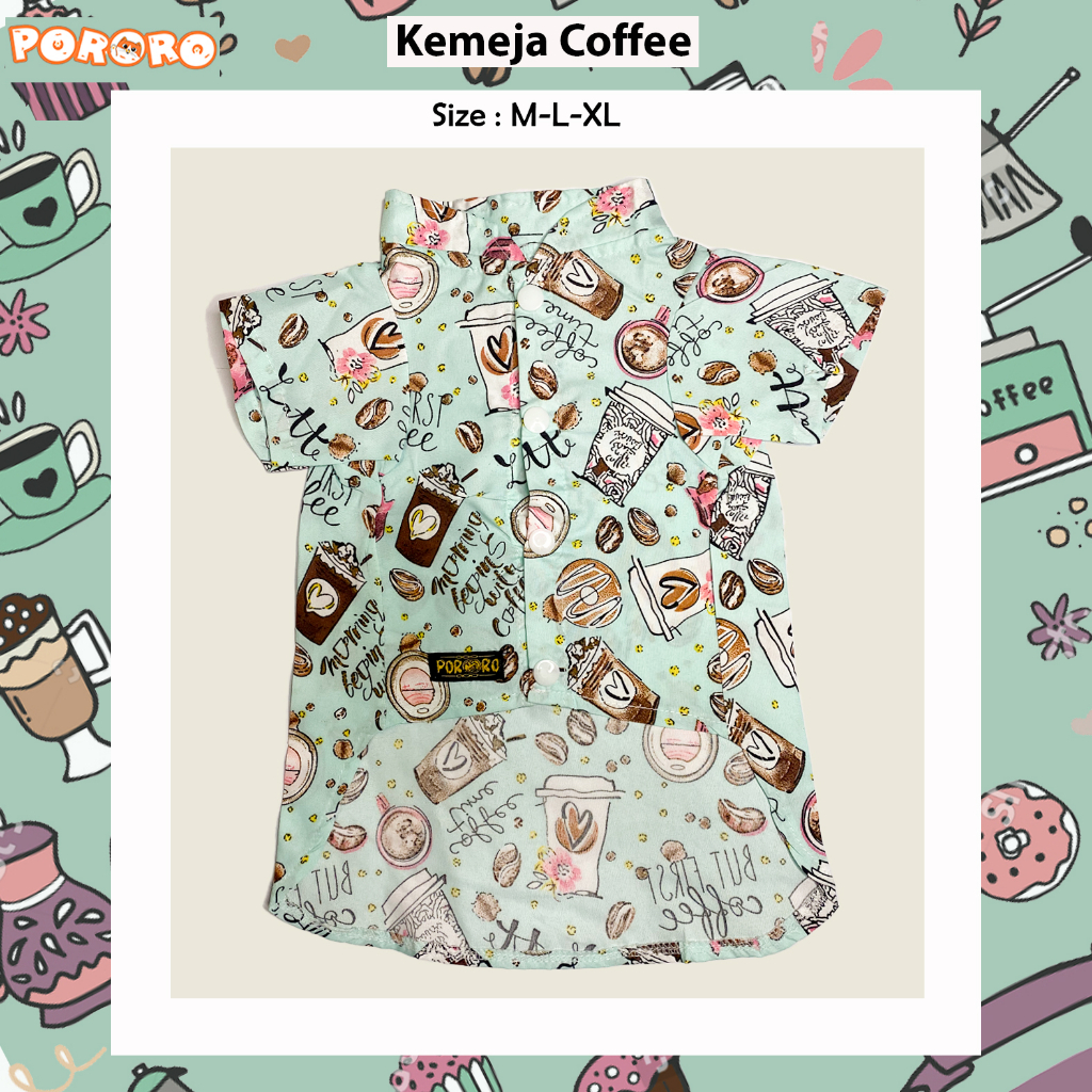 Pororo - Kemeja Kucing  Motif Coffee