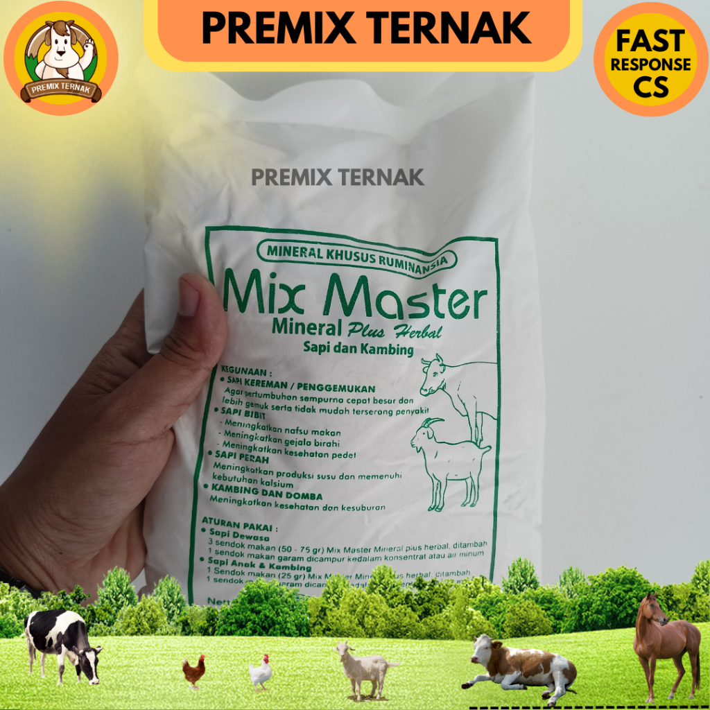 MIX MASTER PREMIX MINERAL HERBAL 1 kg - Premix Mineral Herbal Untuk Sapi Kambing Domba - Mineral Sapi - Mineral Kambing