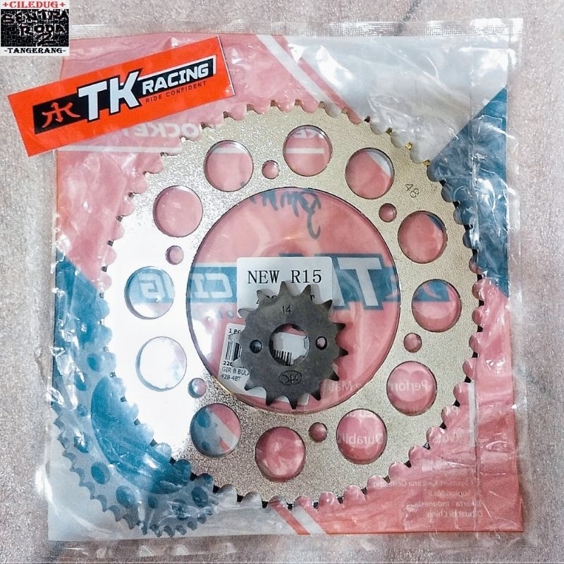 KOMPLET GEAR SET TK O-RING 428 YAMAHA R15 NEW / V3 GIR SET + RANTAI TK O-Ring GOLD TK RACING PREMIUM