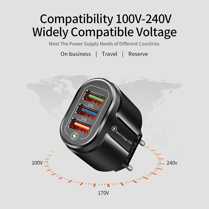 Charger Oval 3 Port - Fast Charging 3.0 -  PowerMax 18W