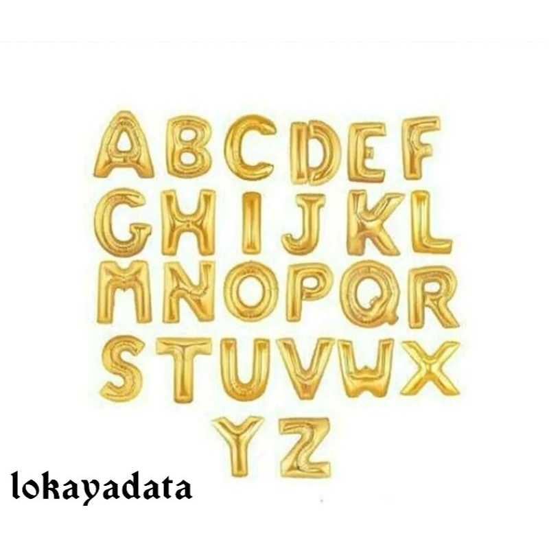 BALON FOIL HURUF WARNA EMAS 16 INCI/ 40CM