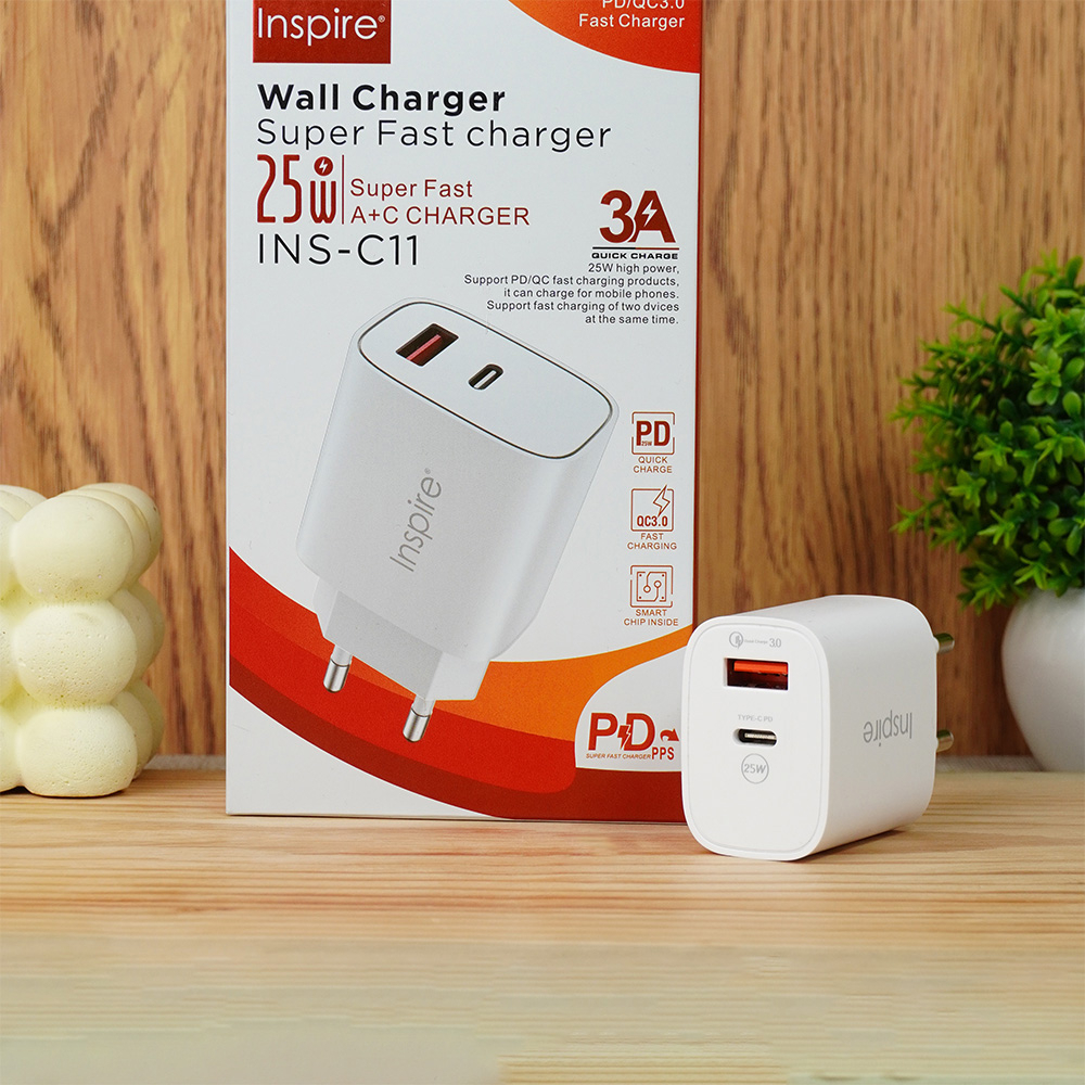 CHARGER FAST CHARGING KEPALA CHARGER ADAPTOR INSPIRE C11 25W PD QC 3.0 KEPALA ADAPTOR INSPIRE FAST CHARGING