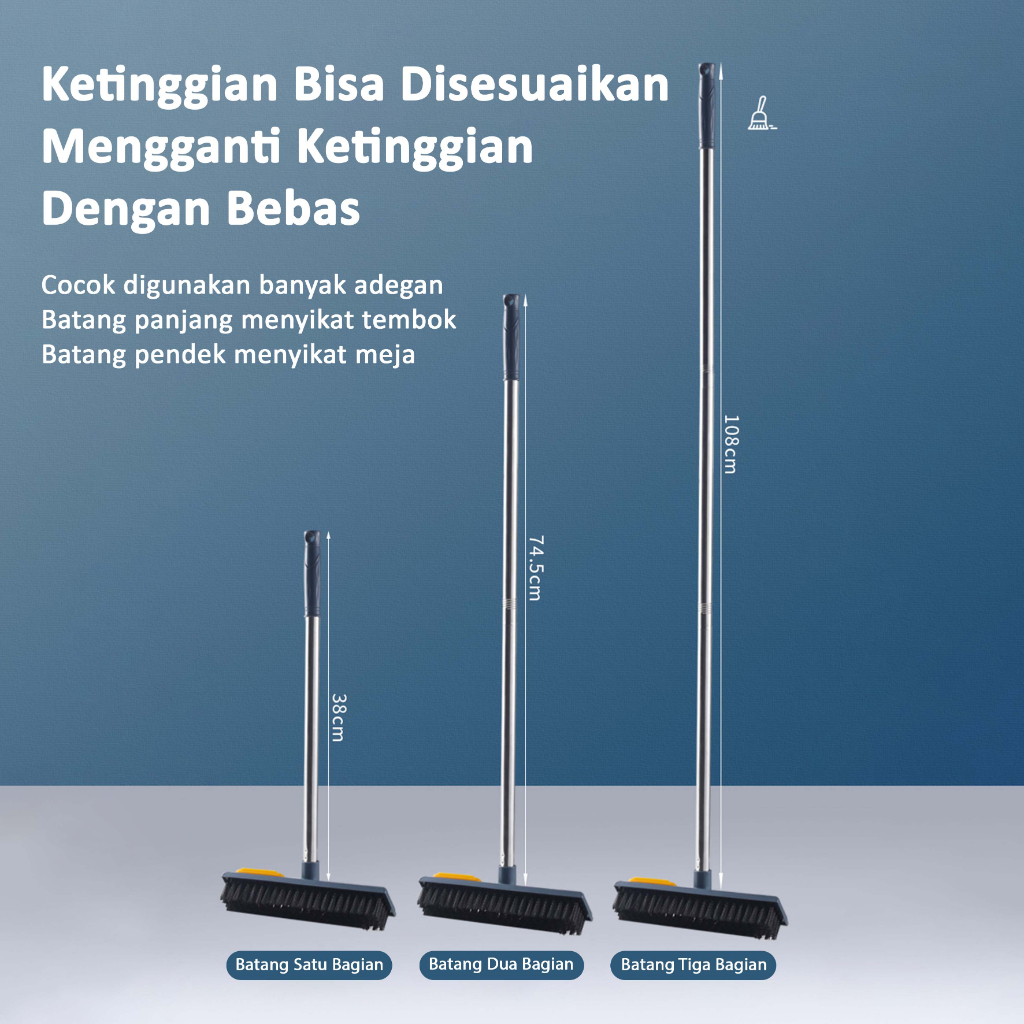 Sikat Lantai WC 2IN1 Wiper Sikat Pembersih Gagang Panjang Toilet Multifungsi