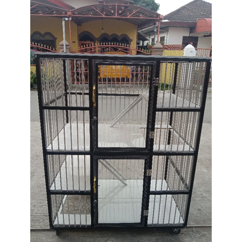 Kandang kucing/anjing 2 tingkat alumunium
