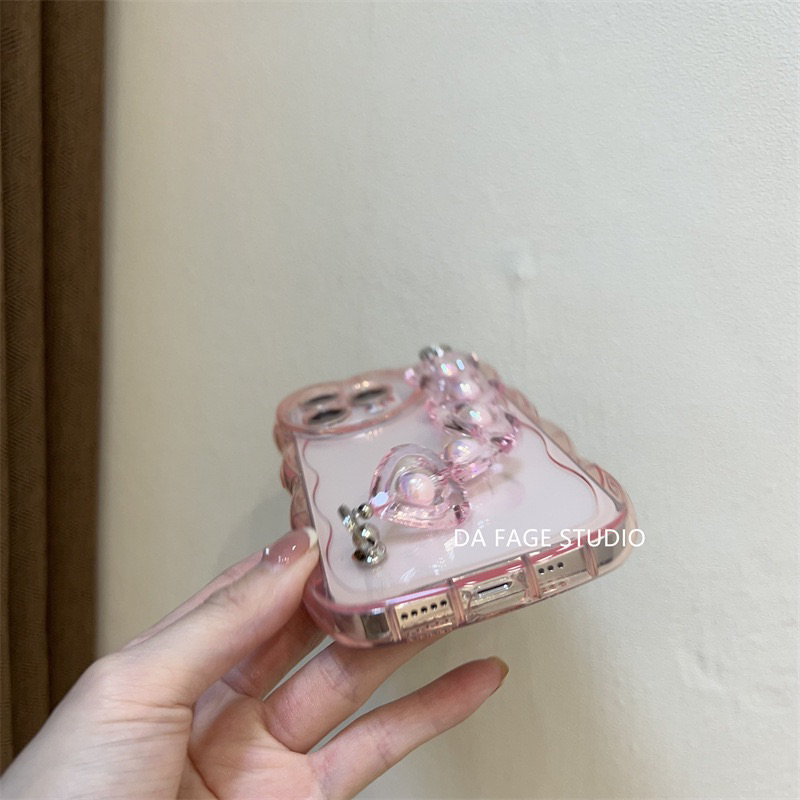 Transparan Pink Candy with Heart Holder Softcase Casing Case HP Lucu iphone XS XS Max XR 11 Pro Max 12 Pro Max 13 Pro Max 14 Pro Max