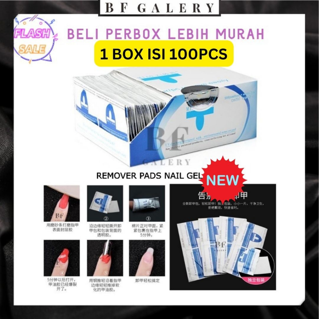 BFA008 1 BOX isi 100pcs REMOVER PADS NAIL GEL / Pembersih Kutek / Pembersih Cat Kuku