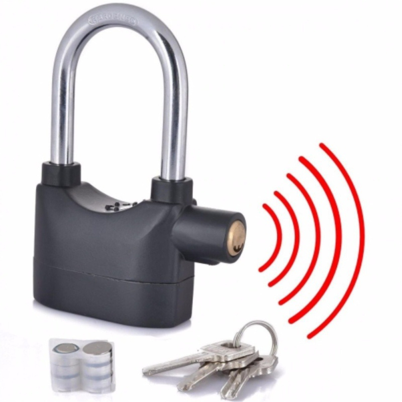 [BISA COD] Padlock Gembok Alarm Anti Maling Ring Panjang Gembok Anti Pencuri Pengaman Motor Alarm