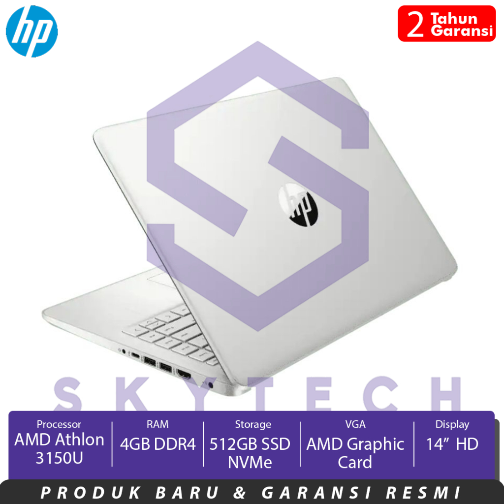 LAPTOP HP 14s FQ0564AU AMD ATHLON GOLD 3150U RAM 4GB SSD 512GB WINDOWS 11 OFFICE HOME STUDENTS 2021