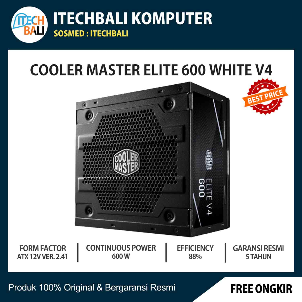 PSU COOLER MASTER Elite 600W White V4 80+  | ITECHBALI