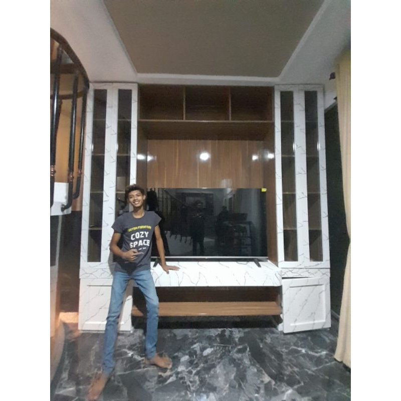 BACKDROP TV MURAH | BUFFET TV HPL| RAK TV HPL | PRASTISI PAJANGAN HPL | MEJA TV HPL |