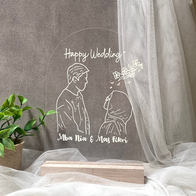 [Ready] Gift box Akrilik custom ilustrasi line art | Graduation | Birthday