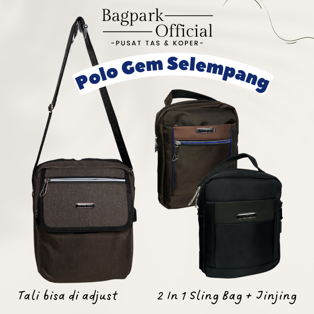 Tas Selempang Pria Polo Gem Port USB Tas Kerja Pria Tas Jalan Pria Tas Kantor Pria Tas Selempang Pria Murah