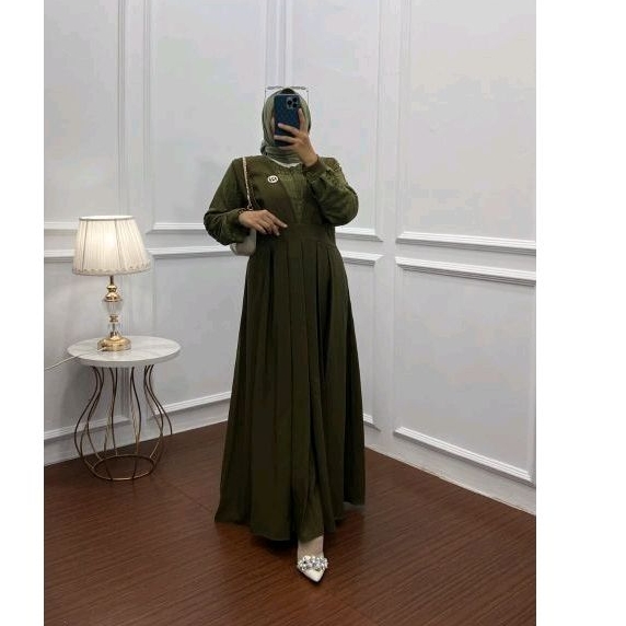 Ilona dress linen mix brokat ootd style modis baju kondangan masa kini