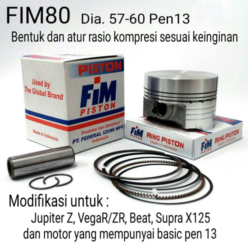 piston kit fim 80 pin 13 custom std 0.50 1.00 1.50 2.00 2.50 3.00 piston izumi 57 57,5 58 58,5 59 59