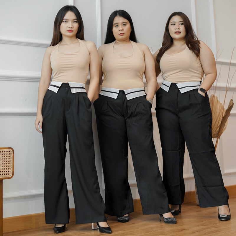 [LOURRA] Minji Collar Pants Wide Pants Kulot Highwaist Jumbo Size Big Size