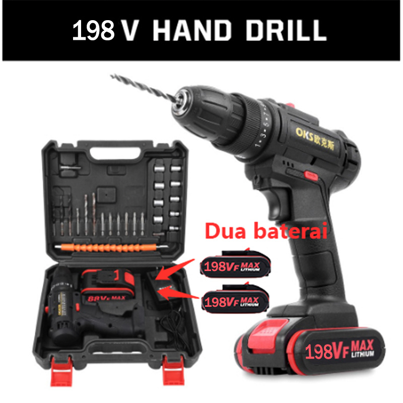 Baterai bor tanpa kabel 198 volt Electric drill battery 【Dreamystore1】