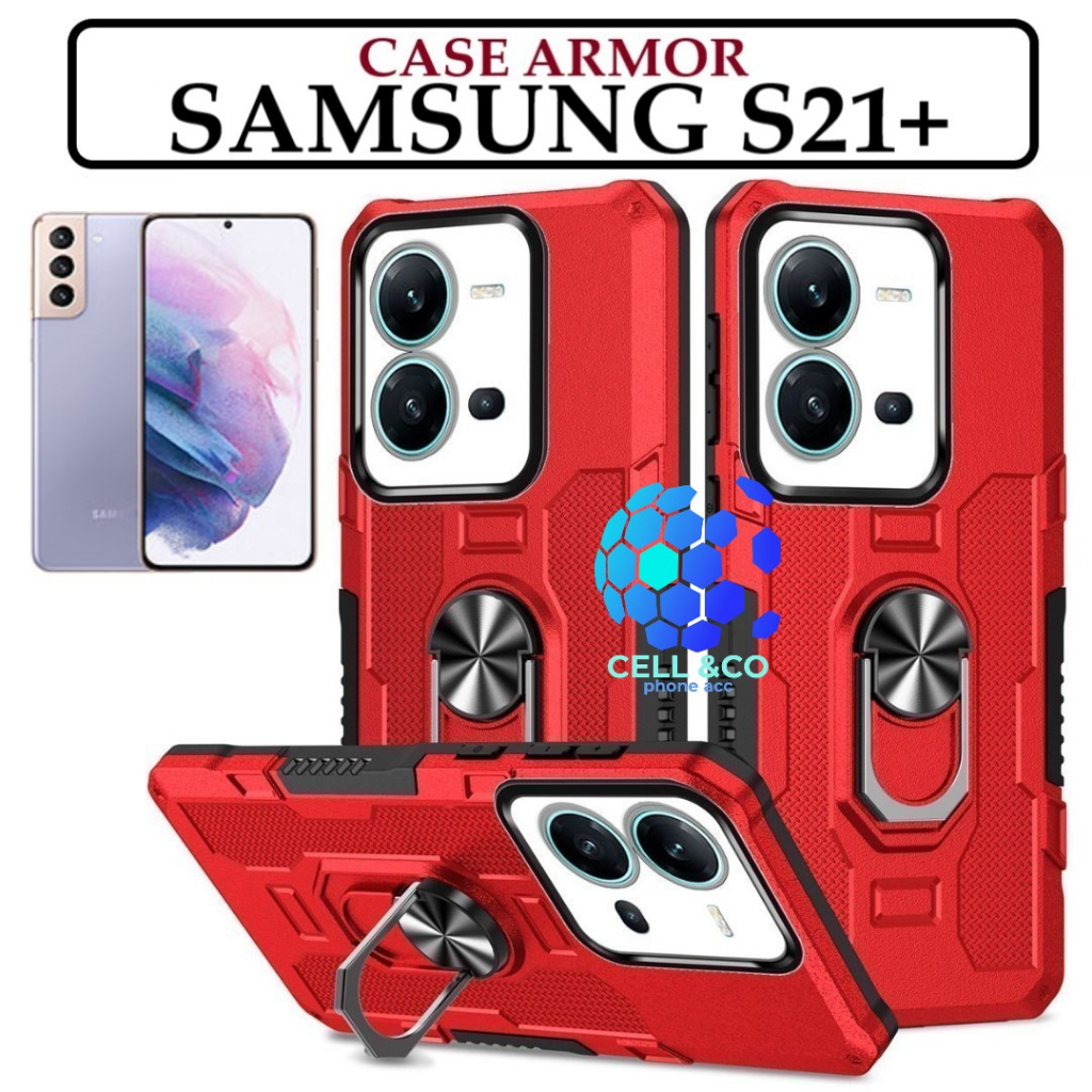 Case Armor SAMSUNG GALAXY S21+ Iring Cincin Magnetic Kesing Hp Protect kamera Premium Hard Case Standing Robot Pelindung Kamera