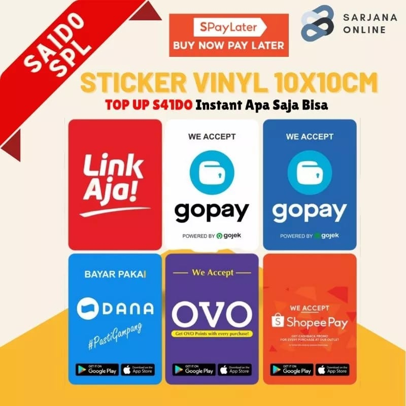 

Stiker Vinyl TOP SALD0 OVO/DANA/GOPAY APA SAJA