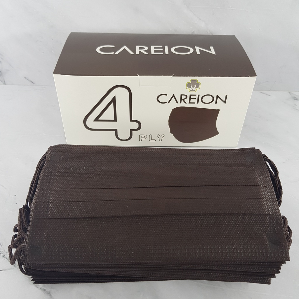 ENZ ® MASKER EARLOOP CAREION EMBOS PREMIUM 4PLY 4 PLY HITAM PUTIH WARNA ISI 50 PCS UKURAN DEWASA 1002