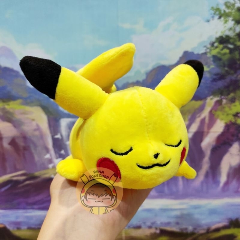 Boneka Pokemon Pikachu Tidur Gantungan Kunci