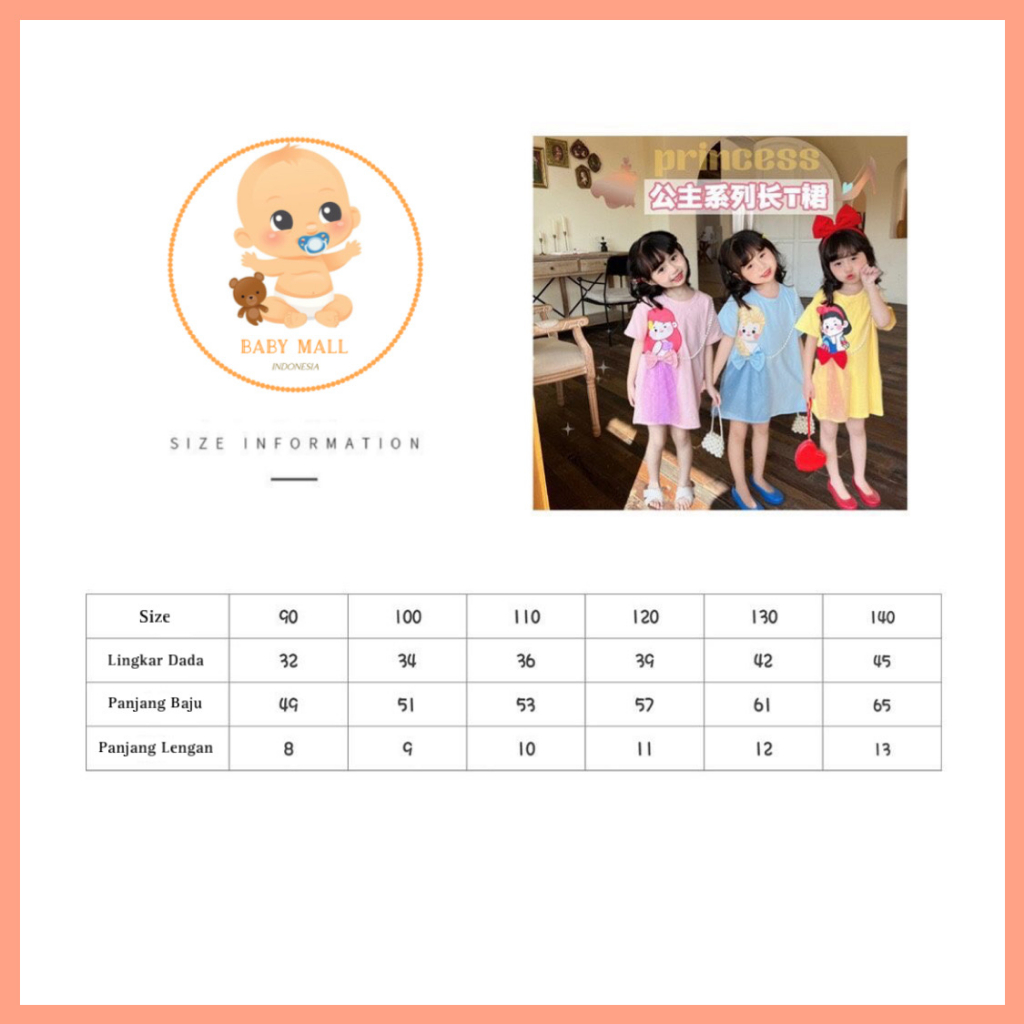 MYI PRINCESS DISNEY DRESS Baju Gaun Anak Perempuan Princess / Dress Rok Disney Anak Cewe Impor