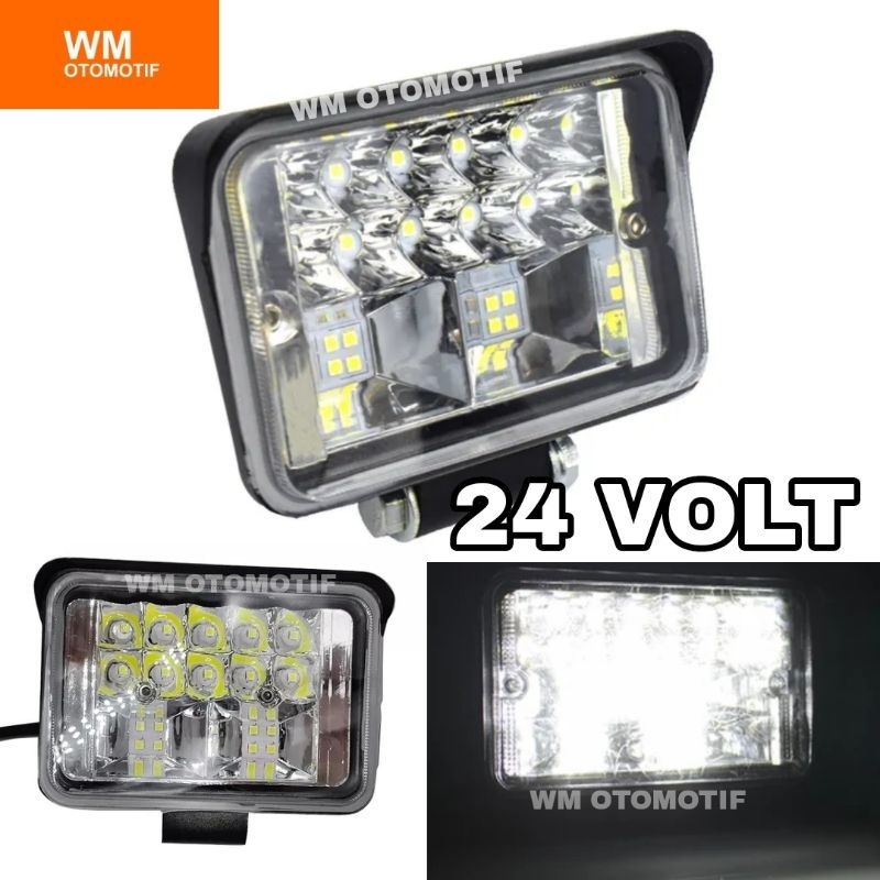 Lampu Tembak 24 Volt LED CWL 18 Mata Sorot CREE Truk Bus Canter Tronton Traktor 4 Inch 3 Kabel Jauh Dekat High Low Hi Lo Putih Offroad Truck Bis Fuso Tractor Hino Ragasa Bar Cree LightBar Work Light Utama Depan Motor Mobil Alat Berat Putih Waterproof