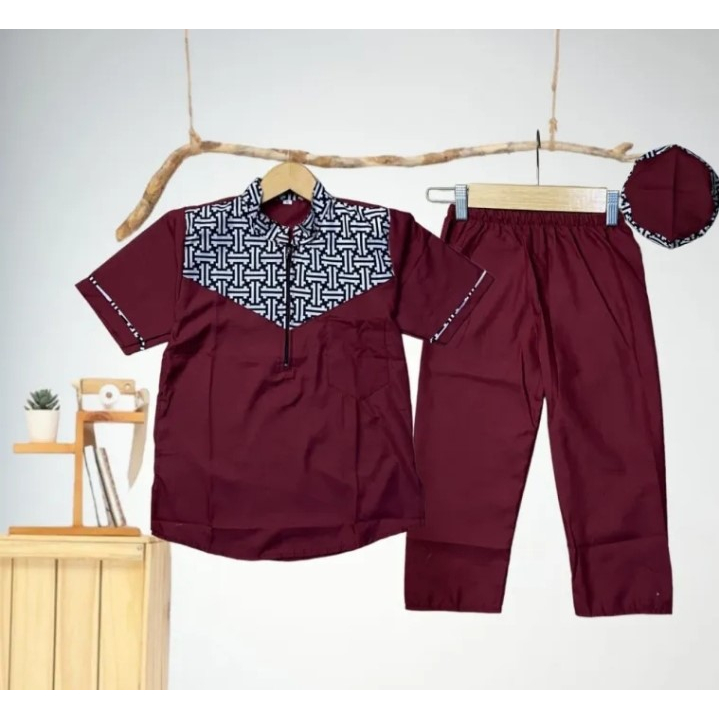 Set Fashion Muslim Anak Laki-Laki Terlaris 1-12 Tahun / Setelan Koko Anak Variasi Batik Terbaru / Pa