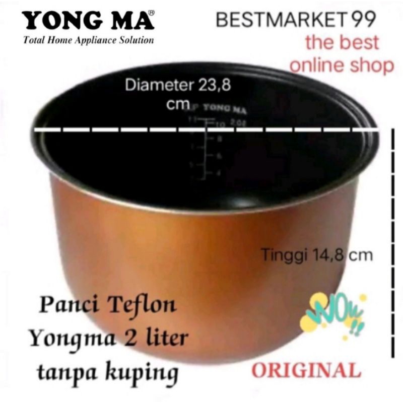 PANCI TEFLON INNER POT MAGIC COM YONG MA 2 LITER NON WING