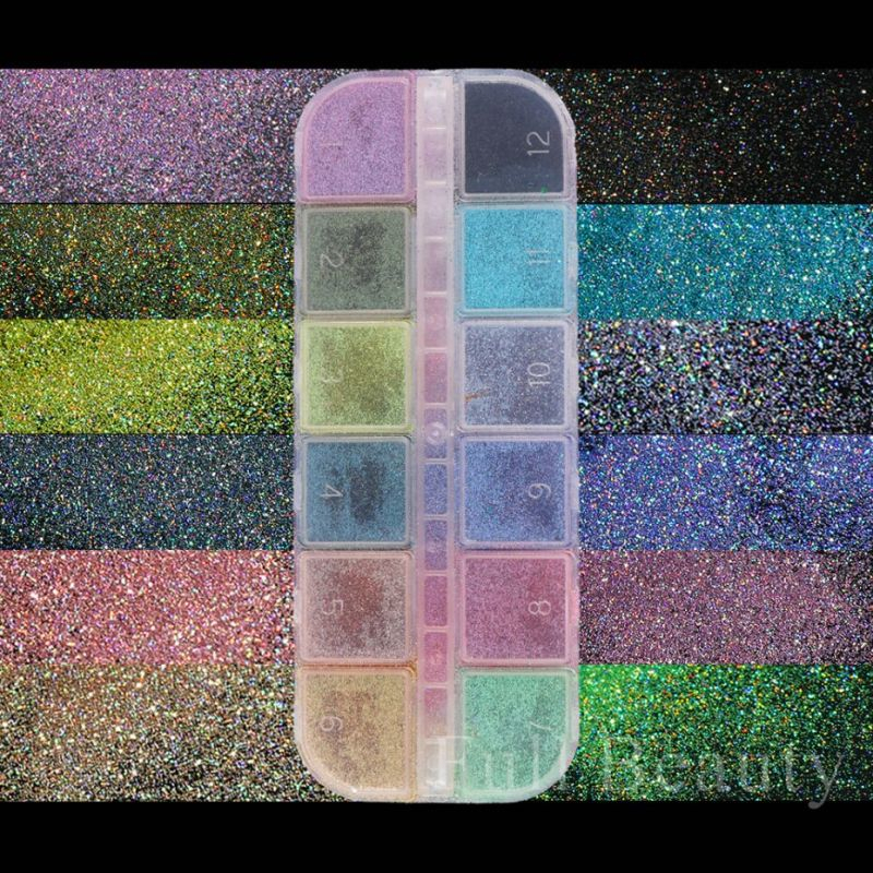 12 Warna Bubuk Glitter Kuku Glitter Hiasan Kuku Nail String Gold Hiasan Nailart Glitter Kuku Nail Art