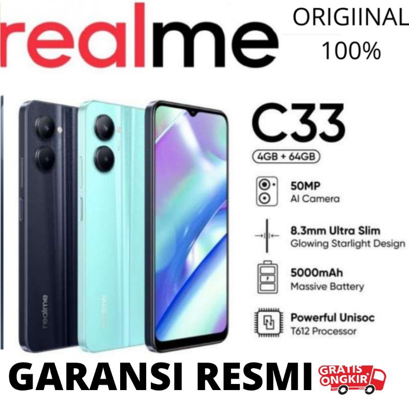 REALME C33 RAM 3/32GB,RAM 4/64GB & 4/128GB GARANSI RESMI