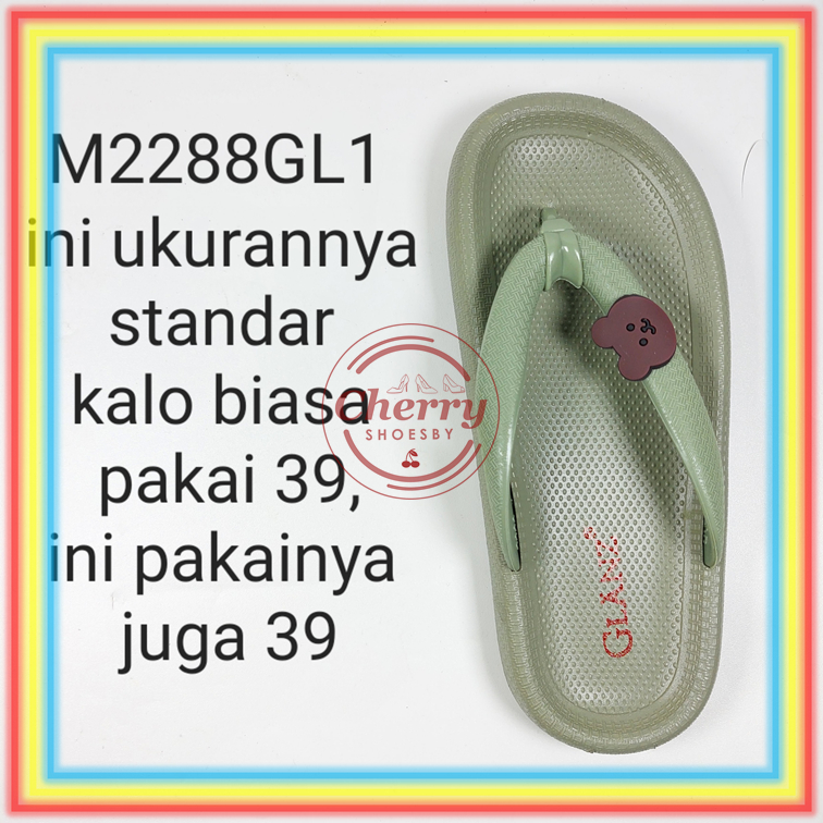 M2288GL1 Sandal Jepit Wanita Bear Anti Slip Glanzton Sendal Cewek Karet Jelly Empuk Premium Wonderly