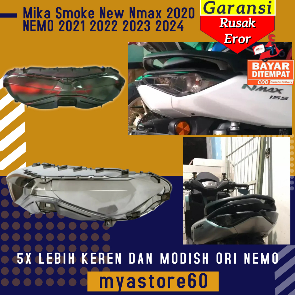 Mika Smoke New Nmax 2020 2021 2022 2023 2024 NEMO / Kaca Lampu Stop Belakang New Nmax Variasi aksesoris N max 2020 2021 2022 2023 2024