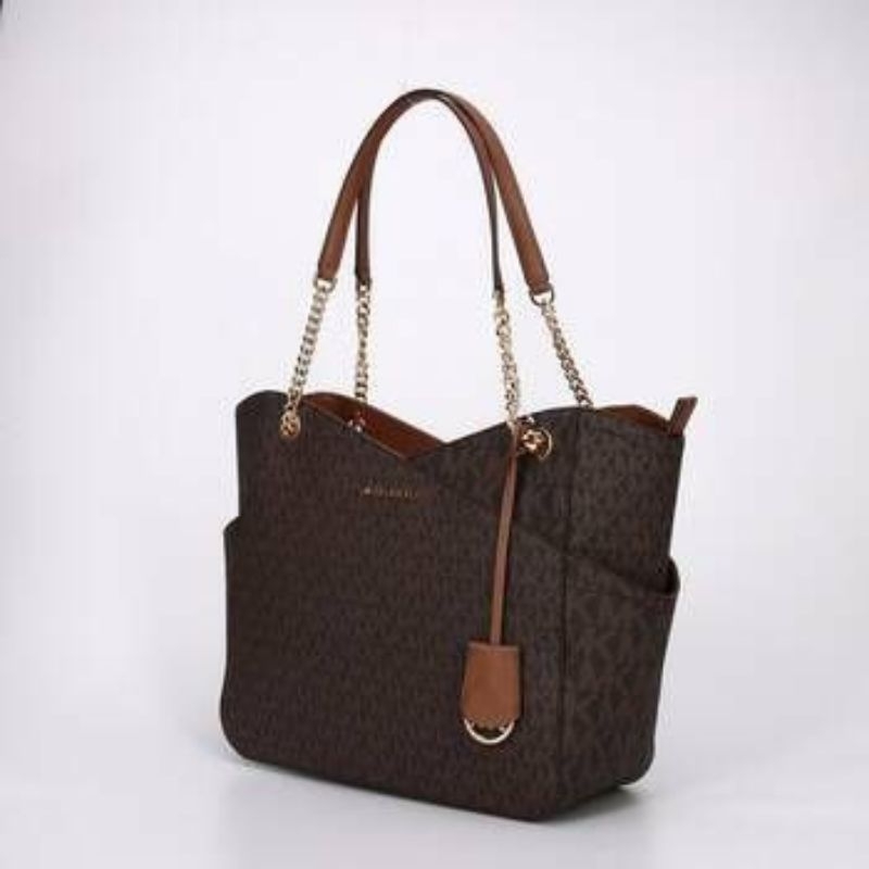 MK Jet Set Travel Large X Chain Shoulder Tote Sig Brown