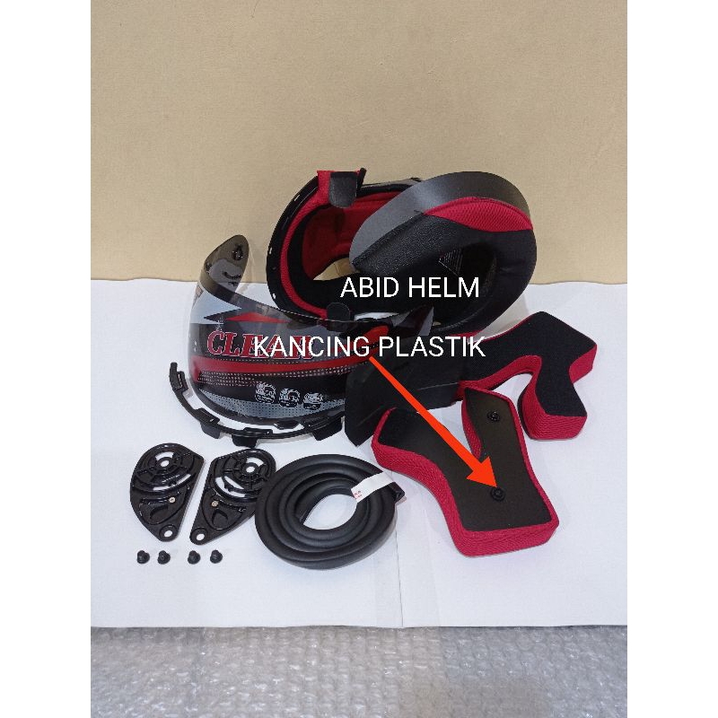 Paket komplit busa helm kyt rc7 karet helm rachet rc7 dan kaca visor helm kyt rc7 warna hitam smoke