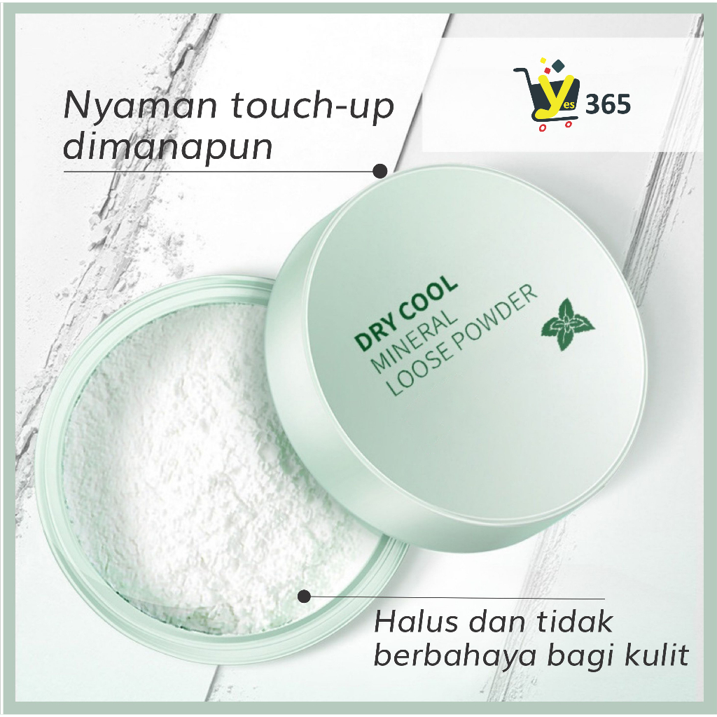 Bedak Tabur Dry Cool Mineral Loose Powder Lembut dan Ringan