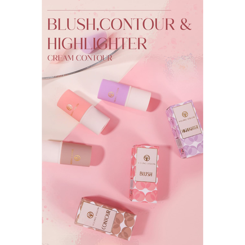 BRONZER CONTOURING GLITTER RIAS WAJAH HIGHLIGHTER WAJAH STICK 6 WARNA ILUMINATOR TEKSTUR BUBUK LEMBUT BERKILAU STIK PERONA PIPI YONG VISION