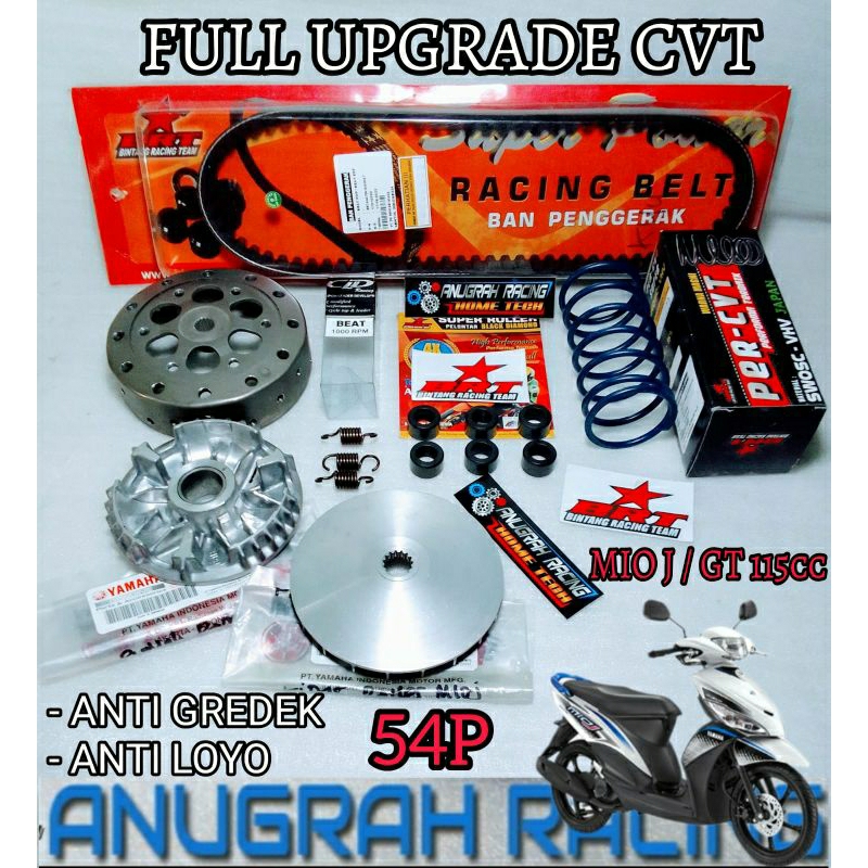 FULL UPGRADE CVT KIRIAN ANTI GREDEK ANTI LOYO 54P YAMAHA MIO J MIO GT 115CC X RIDE LAMA FINO INJEKSI