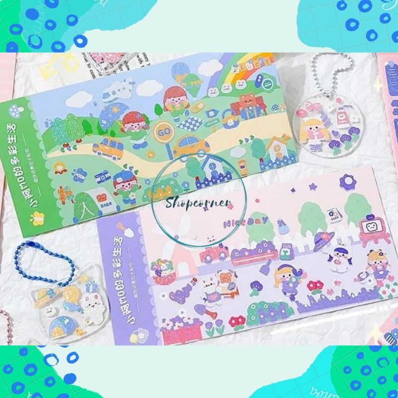 

DIY Glitter Sticker & Background Card / Stiker Glitter & Kartu Motif Kartun untuk Dekorasi / Scrapbook