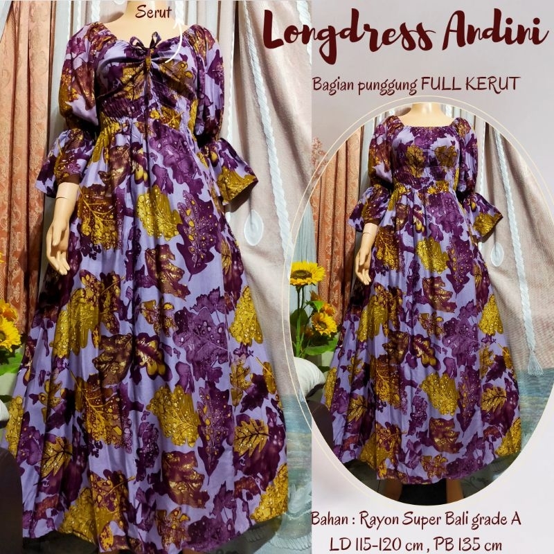 Longdress Andini //Dress Serut Andini //Longdress Serut Bali //Kasandra Serut Bali //Daster Bali