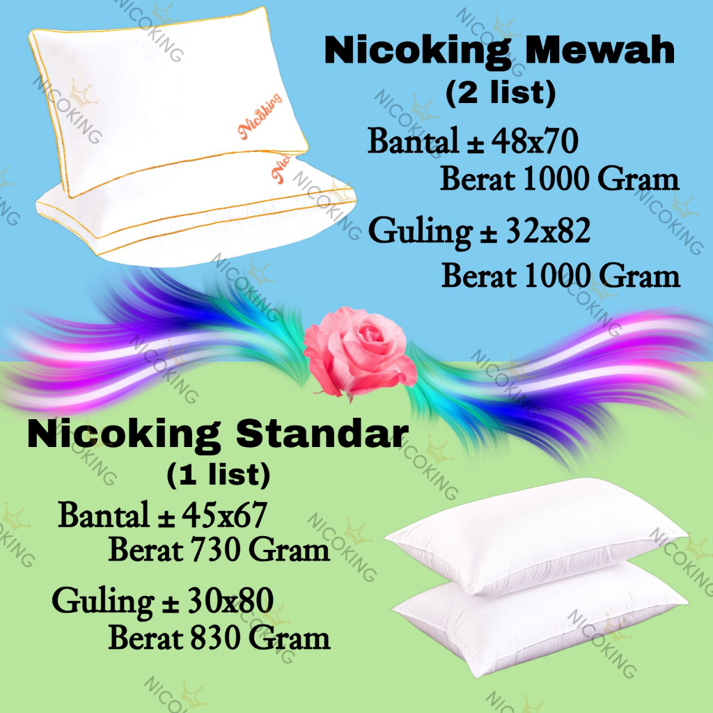 Bantal Dan Guling 1 Set Merk Brendis 100 % Silikon Empuk Murah Tebal Mewah Besar