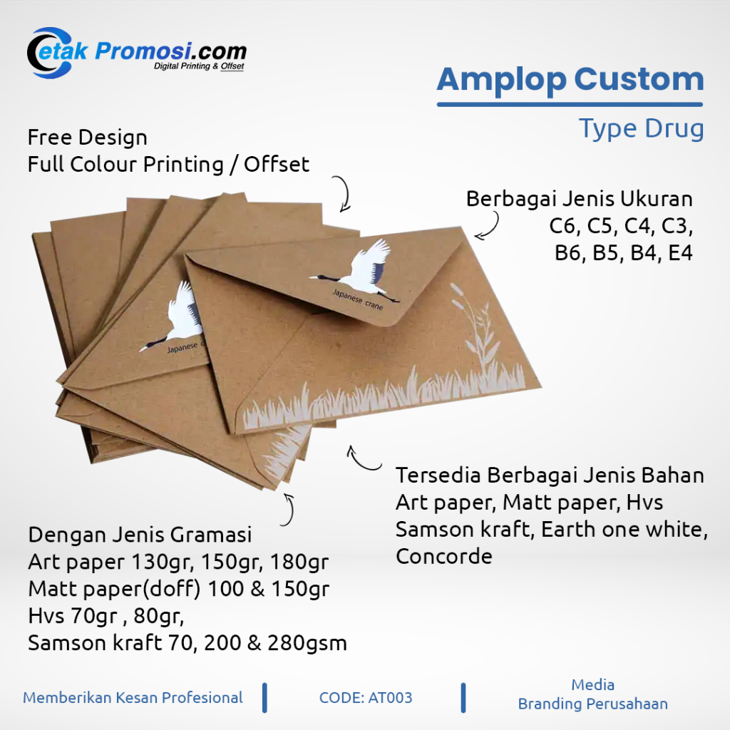 Cetak Amplop Branding Type Drug | Custom design amplop | Cetak amplop custom