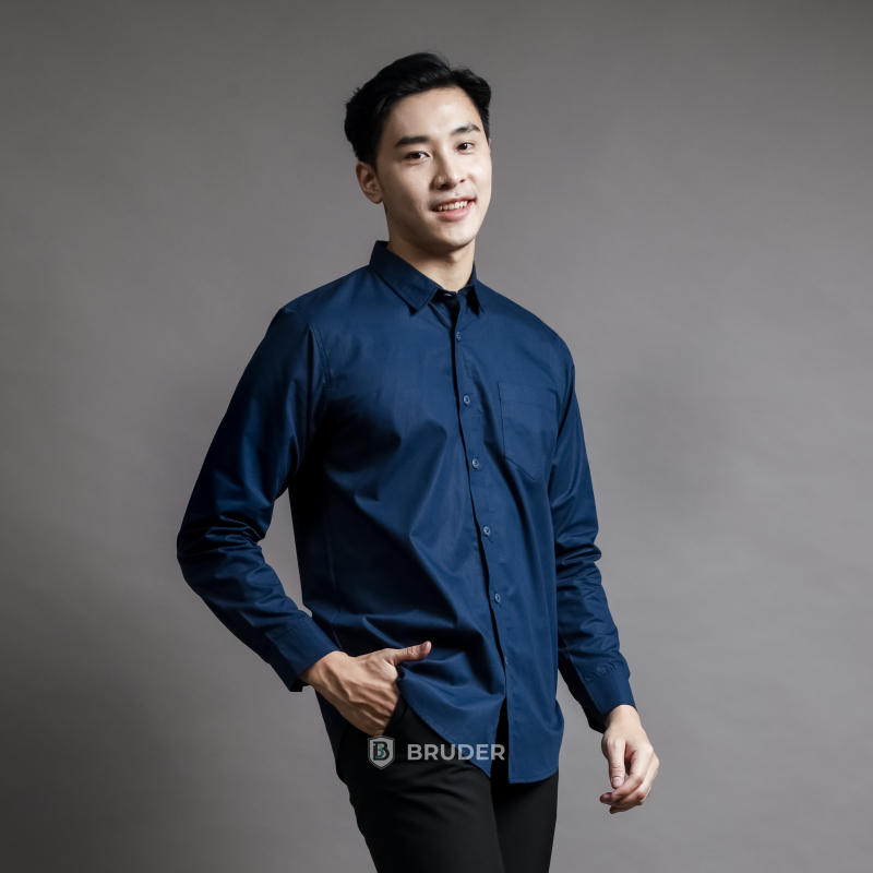 Baju Kemeja Pria Dewasa Lengan Panjang Terbaru Polos Basic Bahan katun By Bruder