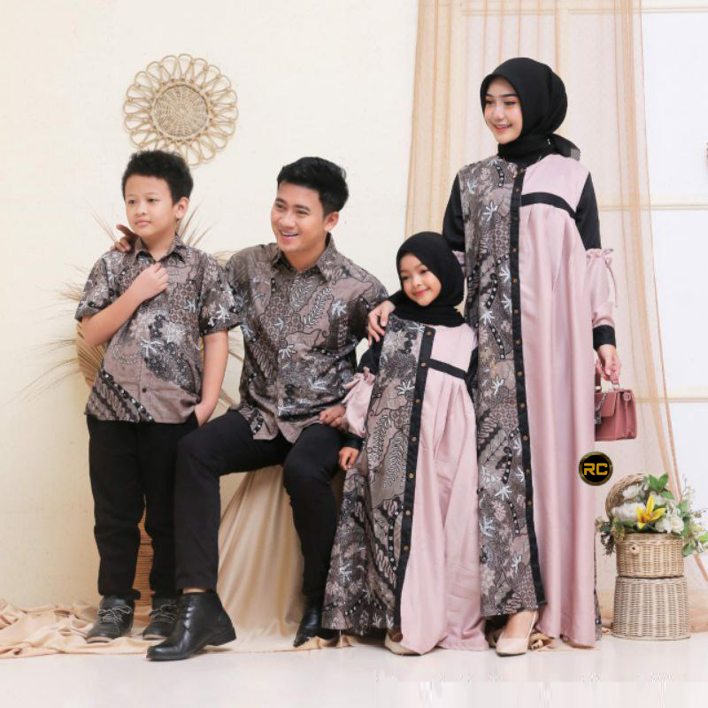 Batik Motif 2022 02 Sarimbit Keluarga Gamis Batik Kombinasi Moscrepe