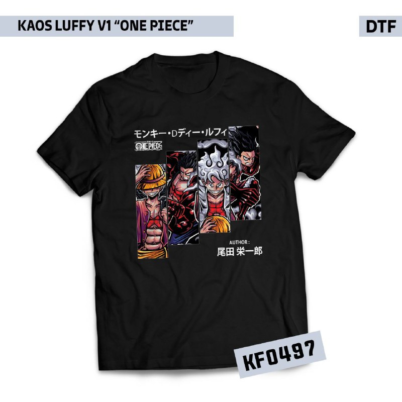 KAOS BAJU DISTRO ANIME LUFFY V1 “ONE PIECE” DTF HITAM XS - 6XL